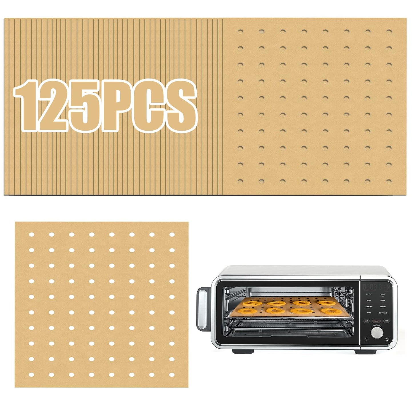 GOAUS Parchment Paper Sheets 12 x 11 Inch, Rectangle Disposable Liners 125 pcs for Air Fryer Toaster Oven, Perforated Baking Paper Fit Ninja, Cuisinart, Breville, Cosori