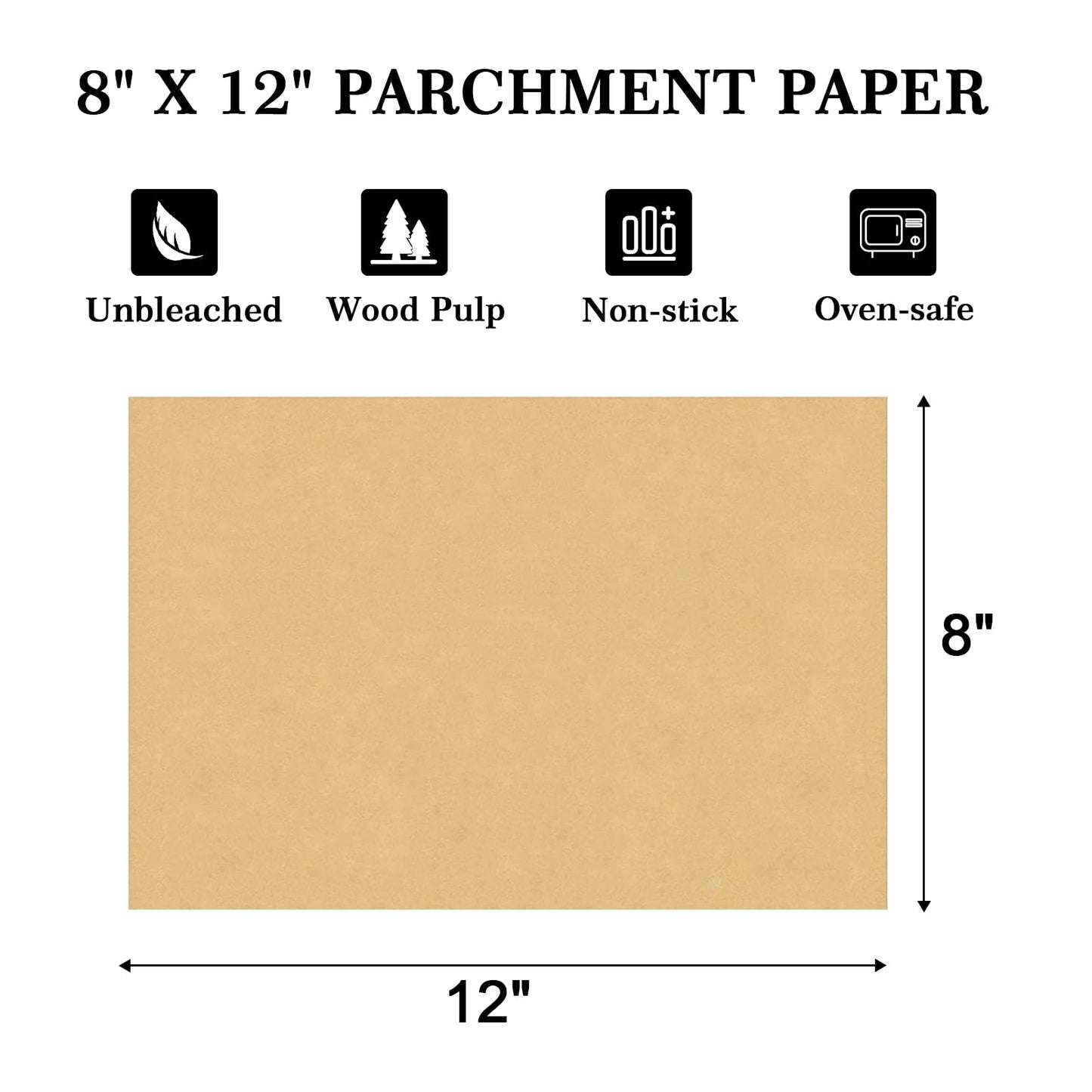 GOAUS Parchment Paper Sheets 8 x 12 inch, Precut Unbleached Baking Sheets 170 Pcs for Baking, Air Frying, Cooking, Grilling, Steaming, Rectangular Baking Paper Fits Air Fryer, Oven, Microwave