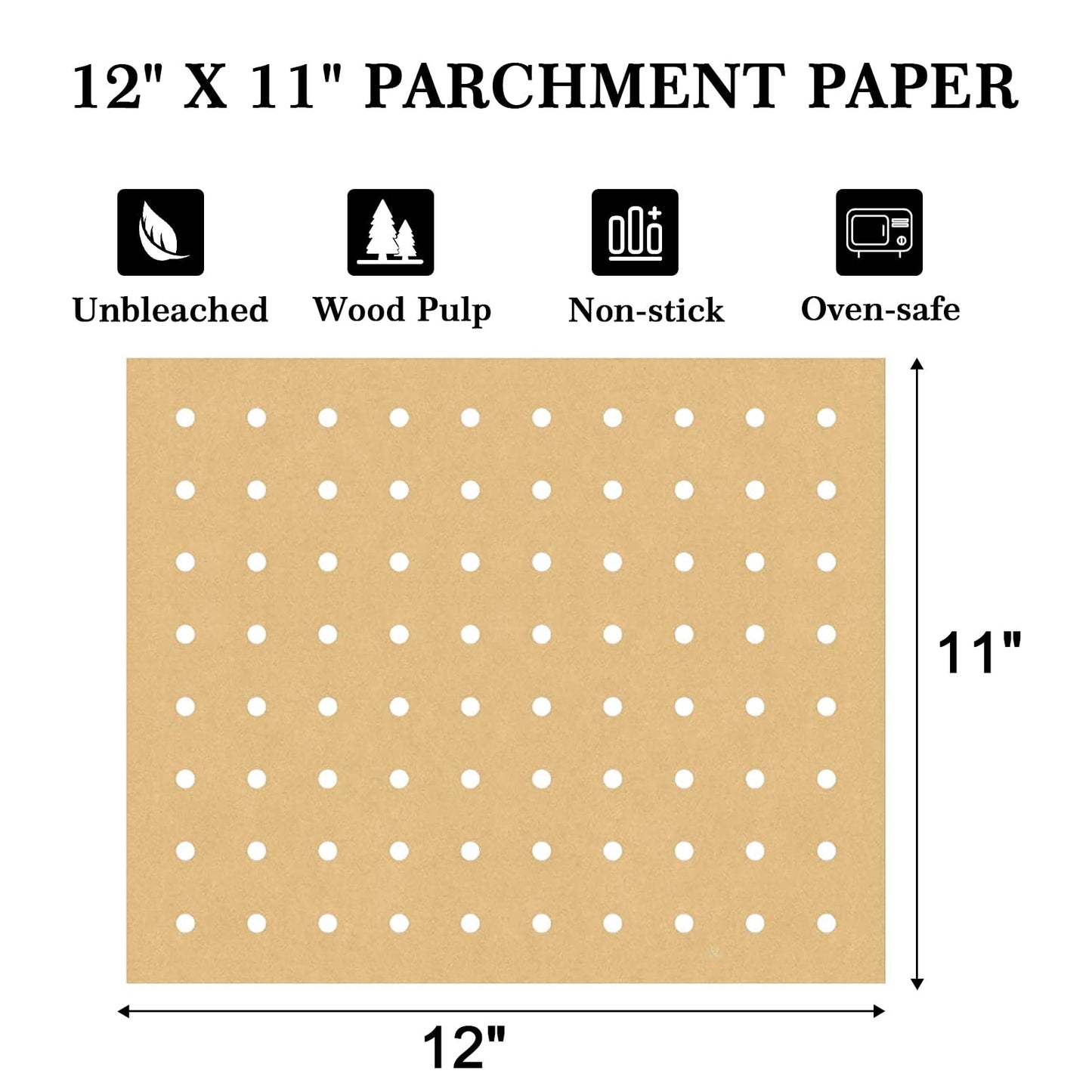 GOAUS Parchment Paper Sheets 12 x 11 Inch, Rectangle Disposable Liners 125 pcs for Air Fryer Toaster Oven, Perforated Baking Paper Fit Ninja, Cuisinart, Breville, Cosori