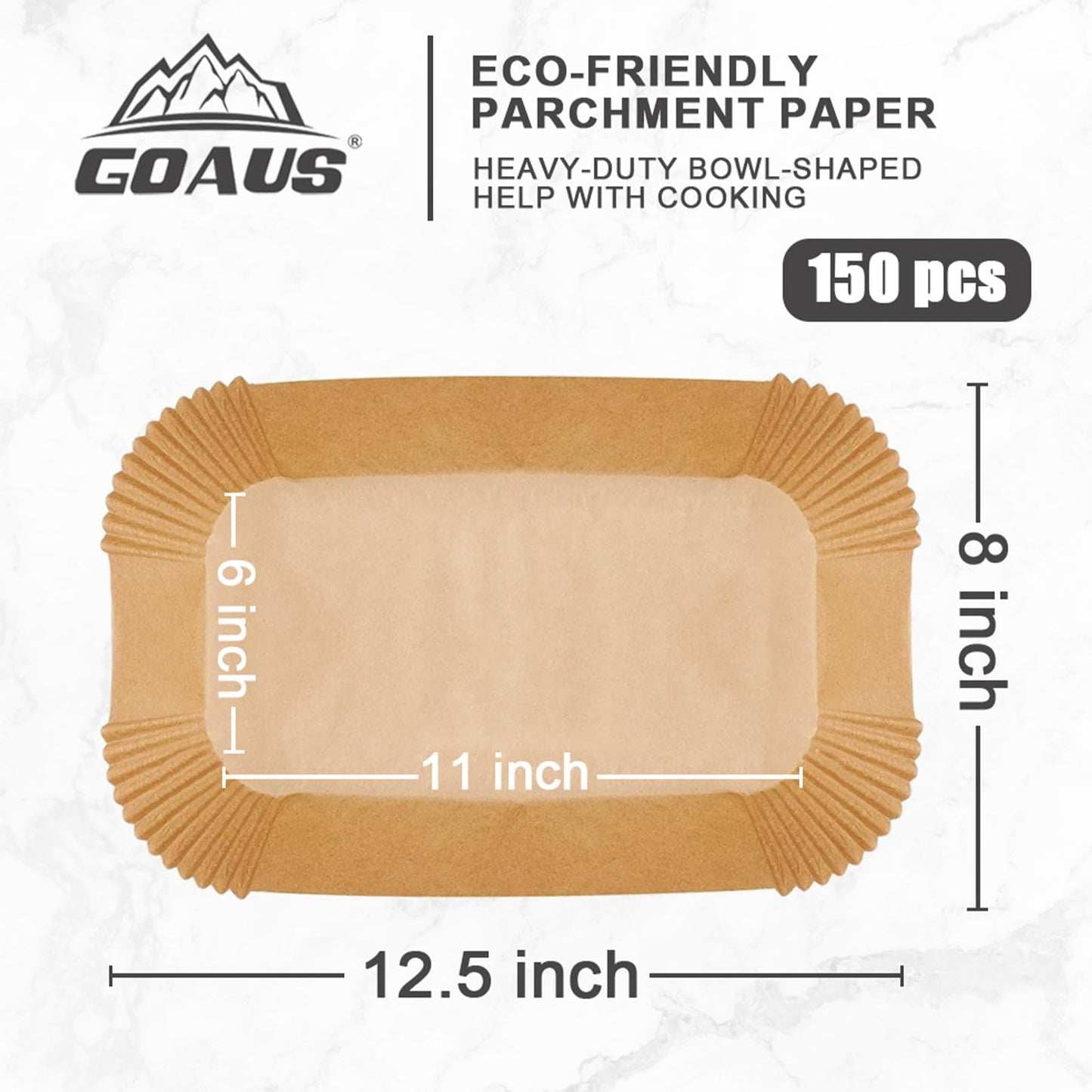 GOAUS Parchment Paper Liners 12.5x8 inch for Air Fryer Toater Oven, Rectangle Paper Disposable Fit Ninja Foodi FG551 Smart XL