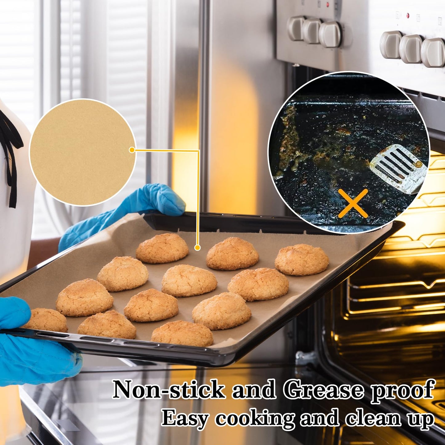 GOAUS Parchment Paper Sheets 12 x 16 Inch, Precut Unbleached Baking Sheets 220 Pcs for Baking, Air Frying, Cooking, Grilling, Steaming, Rectangular Baking Paper Fits Air Fryer, Oven, Microwave