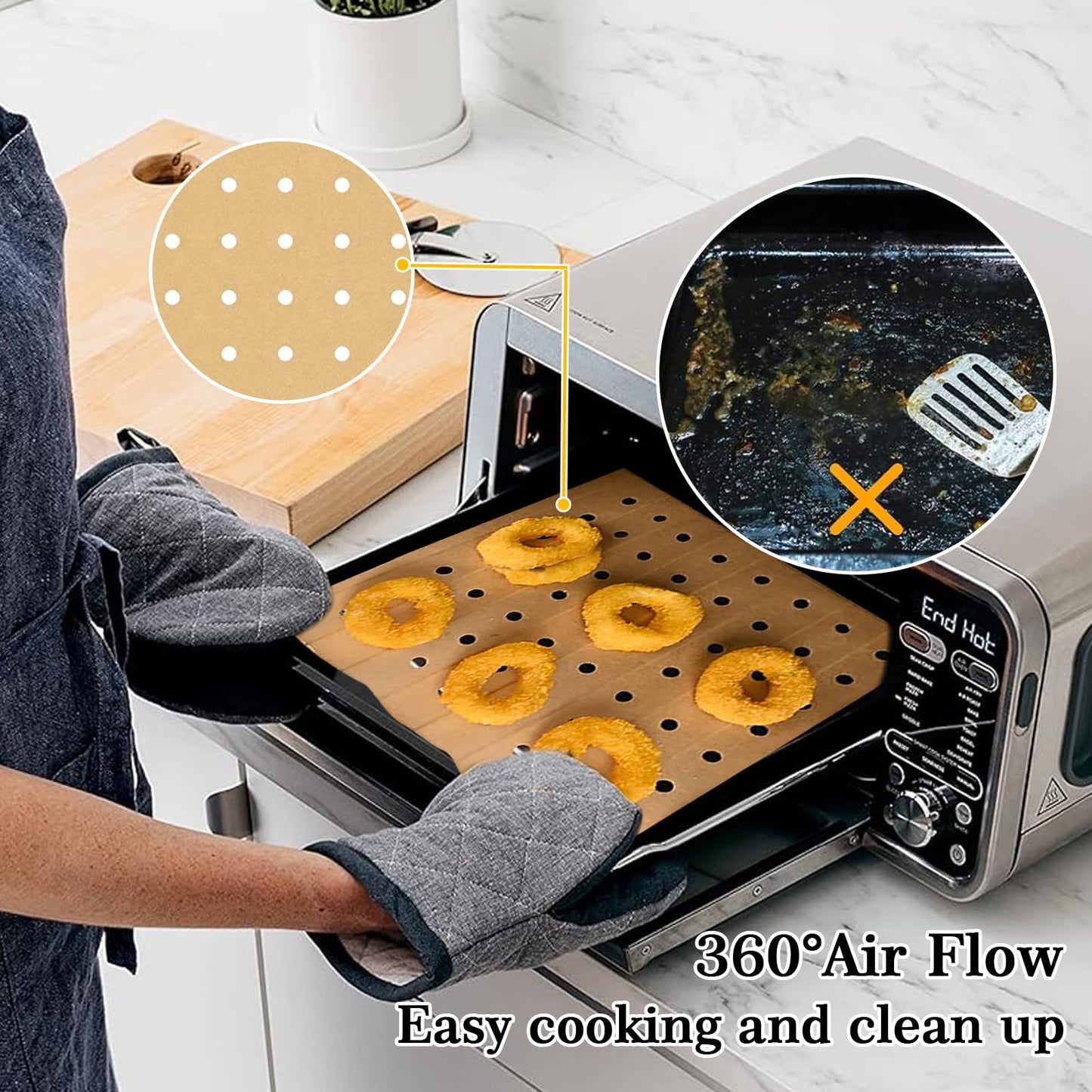 GOAUS Parchment Paper Sheets 12 x 11 Inch, Rectangle Disposable Liners 125 pcs for Air Fryer Toaster Oven, Perforated Baking Paper Fit Ninja, Cuisinart, Breville, Cosori