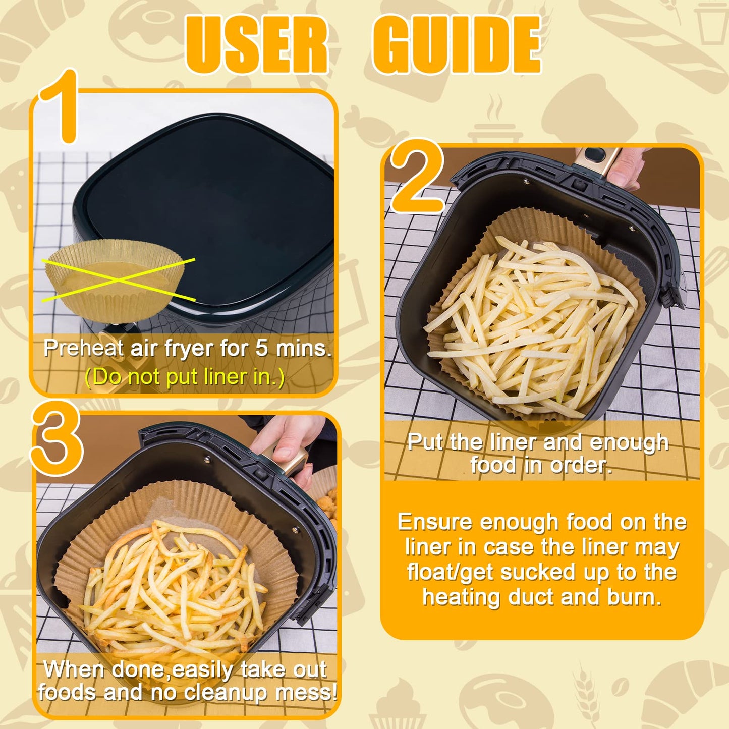 GOAUS Air Fryer 100 Pcs Round Paper Liners Disposable for 2 to 4.9 Qt Basket, 6.3 inch Unbleached Non-stick Oil-proof Parchment Paper
