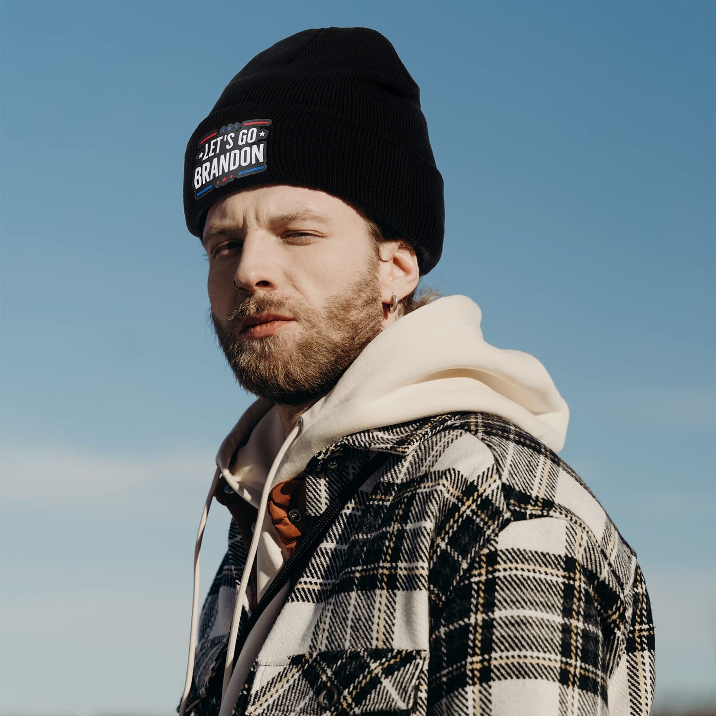 Lets Go Brando Flag 3X5 Feet, Novelty Braddon Beanie Hat,12 Pcs Bumper Stickers FJB Funny Car Decals