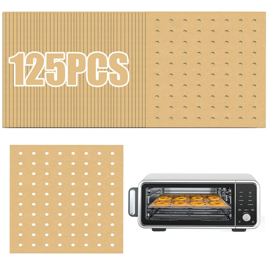 GOAUS Parchment Paper Sheets 12 x 11 Inch, Rectangle Disposable Liners 125 pcs for Air Fryer Toaster Oven, Perforated Baking Paper Fit Ninja, Cuisinart, Breville, Cosori
