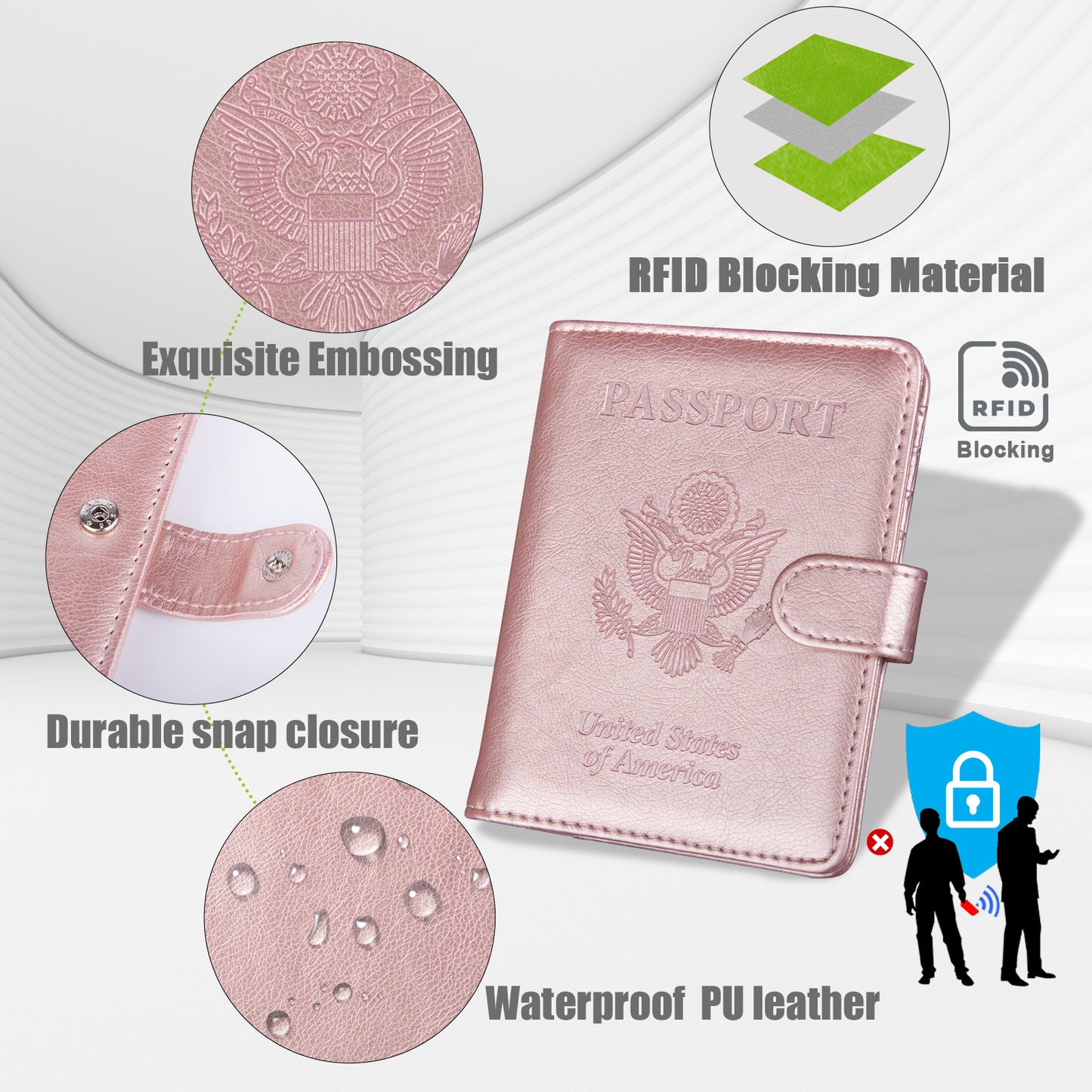 GOAUS Passport Holder with Vaccine Card Slot, RFID Blocking Passport and Vaccine Card Holder Combo, Travel Wallet Cover Case Book with Snap Closure…