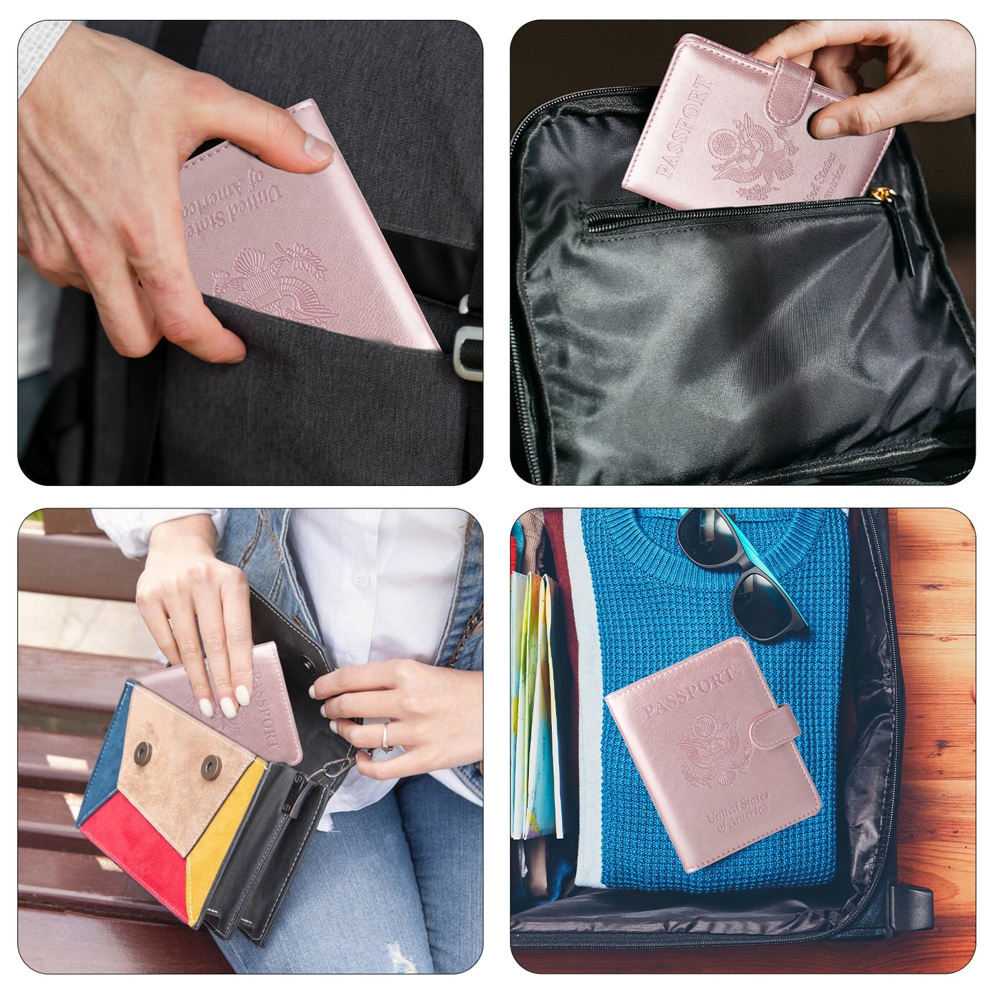 GOAUS Passport Holder with Vaccine Card Slot, RFID Blocking Passport and Vaccine Card Holder Combo, Travel Wallet Cover Case Book with Snap Closure…